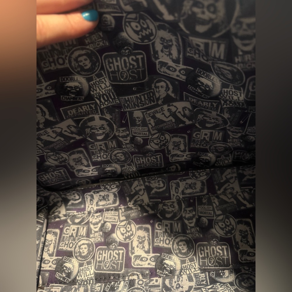 Haunted Mansion Black and Purple Graphic Satchel Bag - Picture 5 of 6